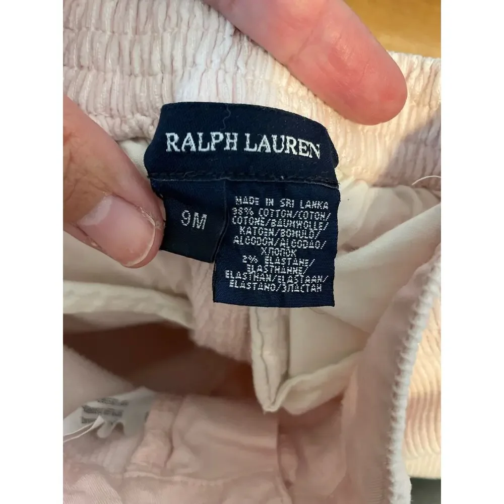 Ralph Lauren pink corduroy pants ankle straight leg pockets pastel. Size 9 mon.
